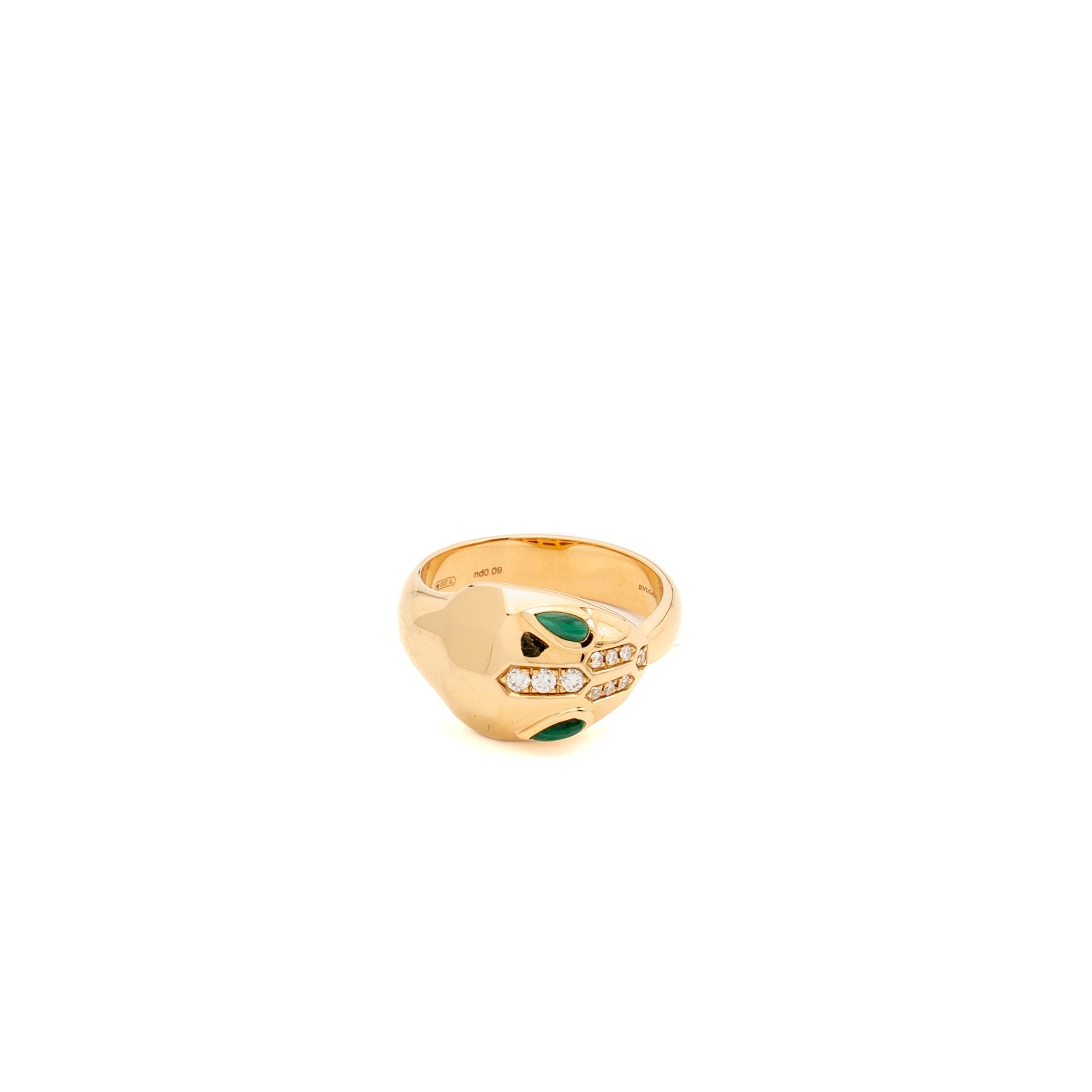 BVLGARI SERPENTI RING ROSE GOLD, DIAMOND / MALACHITE