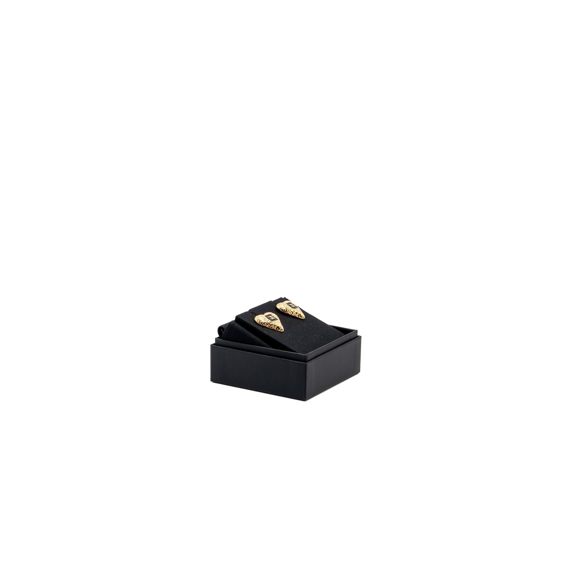 CHANEL HEART AND CC LOGO EARRINGS BLACK / GOLD TONE