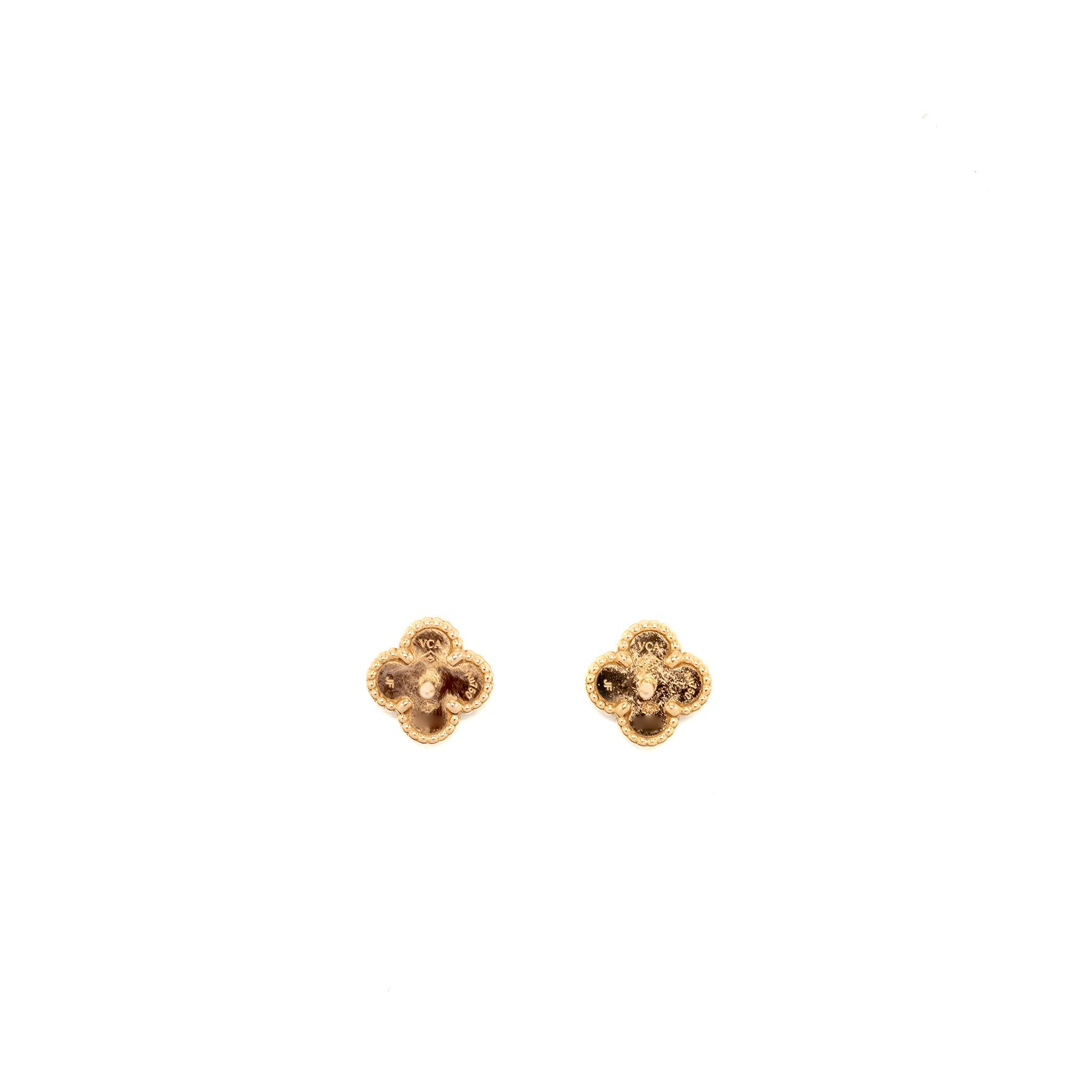VAN CLEEF & ARPELS SWEET ALHAMBRA EARSTUDS EARRINGS, ROSE GOLD, CARNELIAN