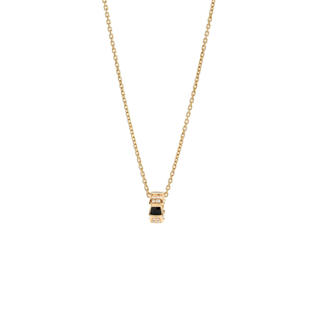 BVLGARI SERPENTI VIPER NECKLACE ROSE GOLD/ONYX/DIAMONDS