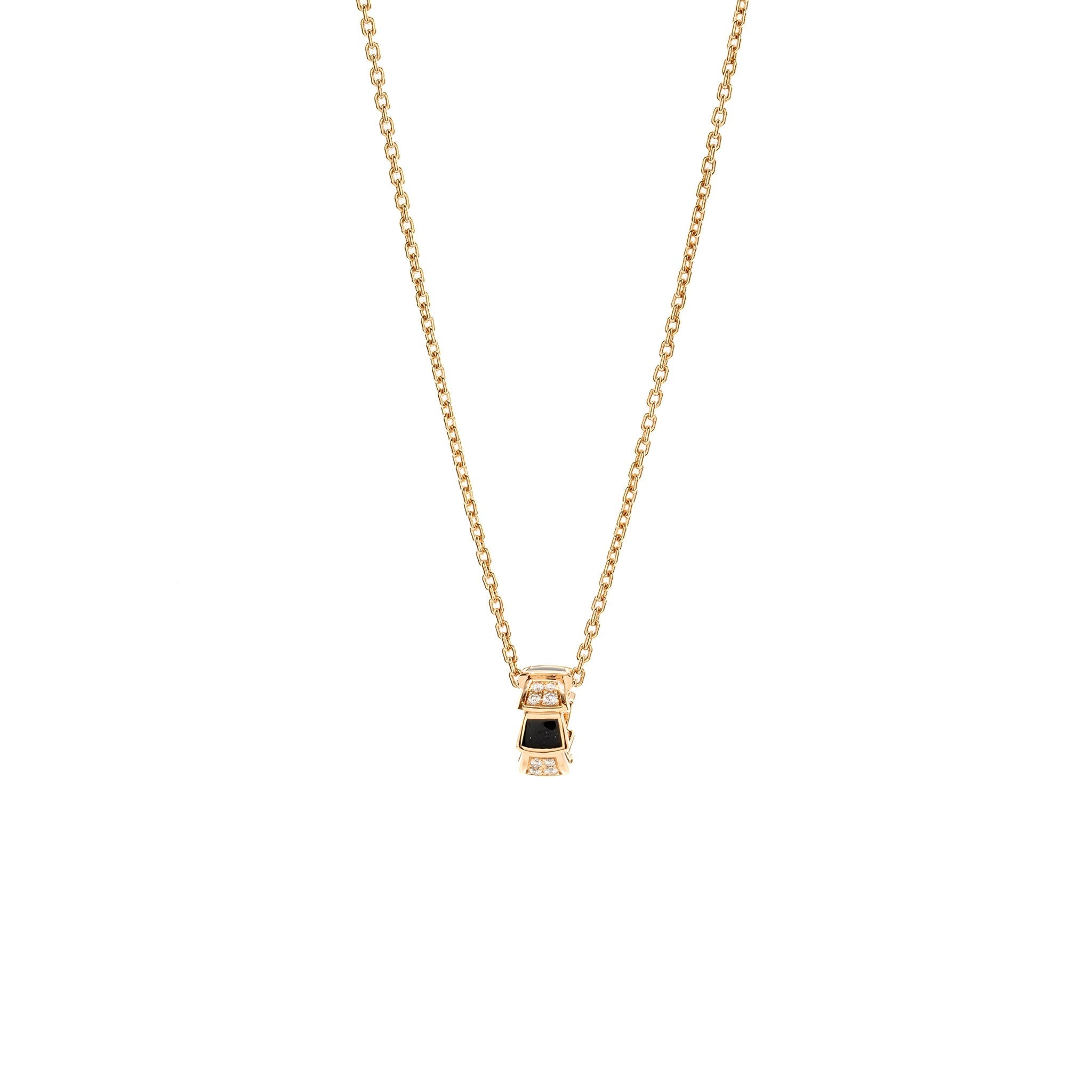 BVLGARI SERPENTI VIPER NECKLACE ROSE GOLD/ONYX/DIAMONDS