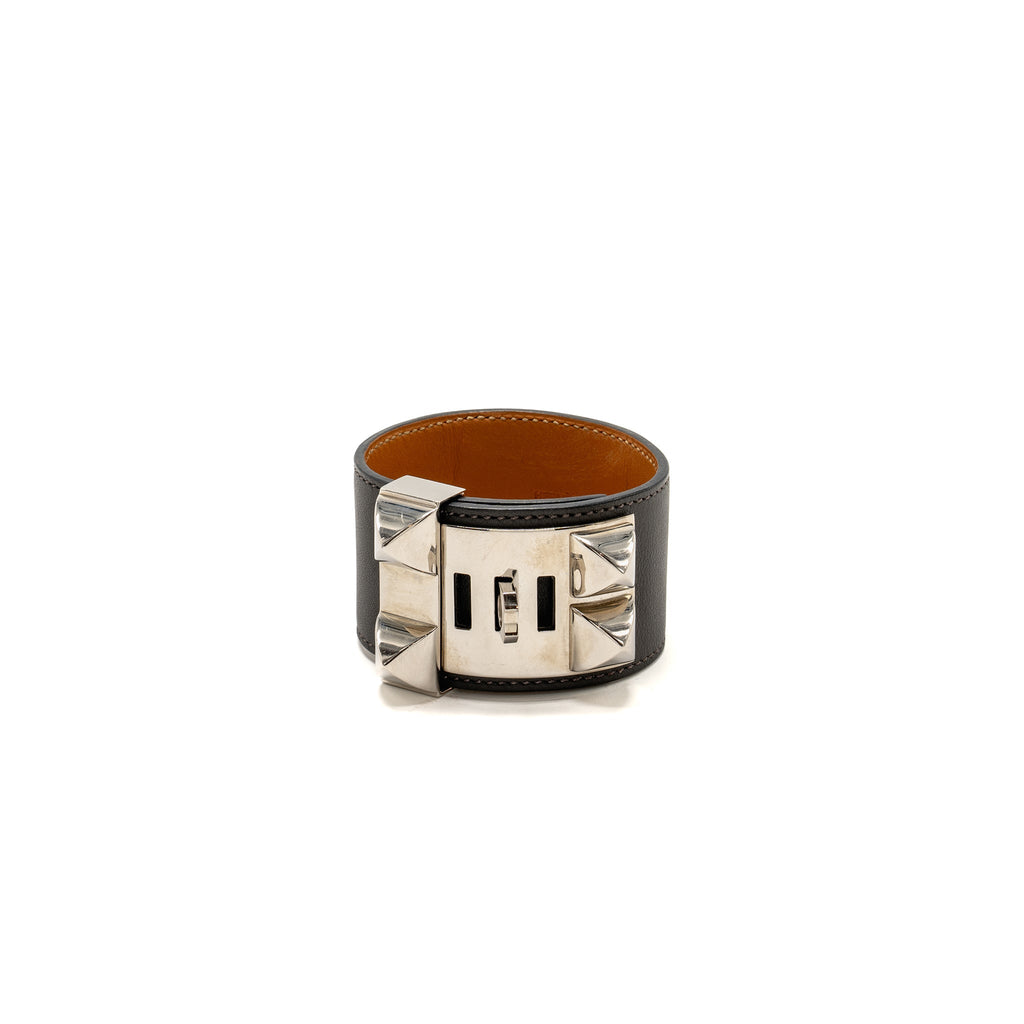 HERMES COLLIER DE CHIEN BRACELET SWIFT GREY SHW STAMP SQUARE R