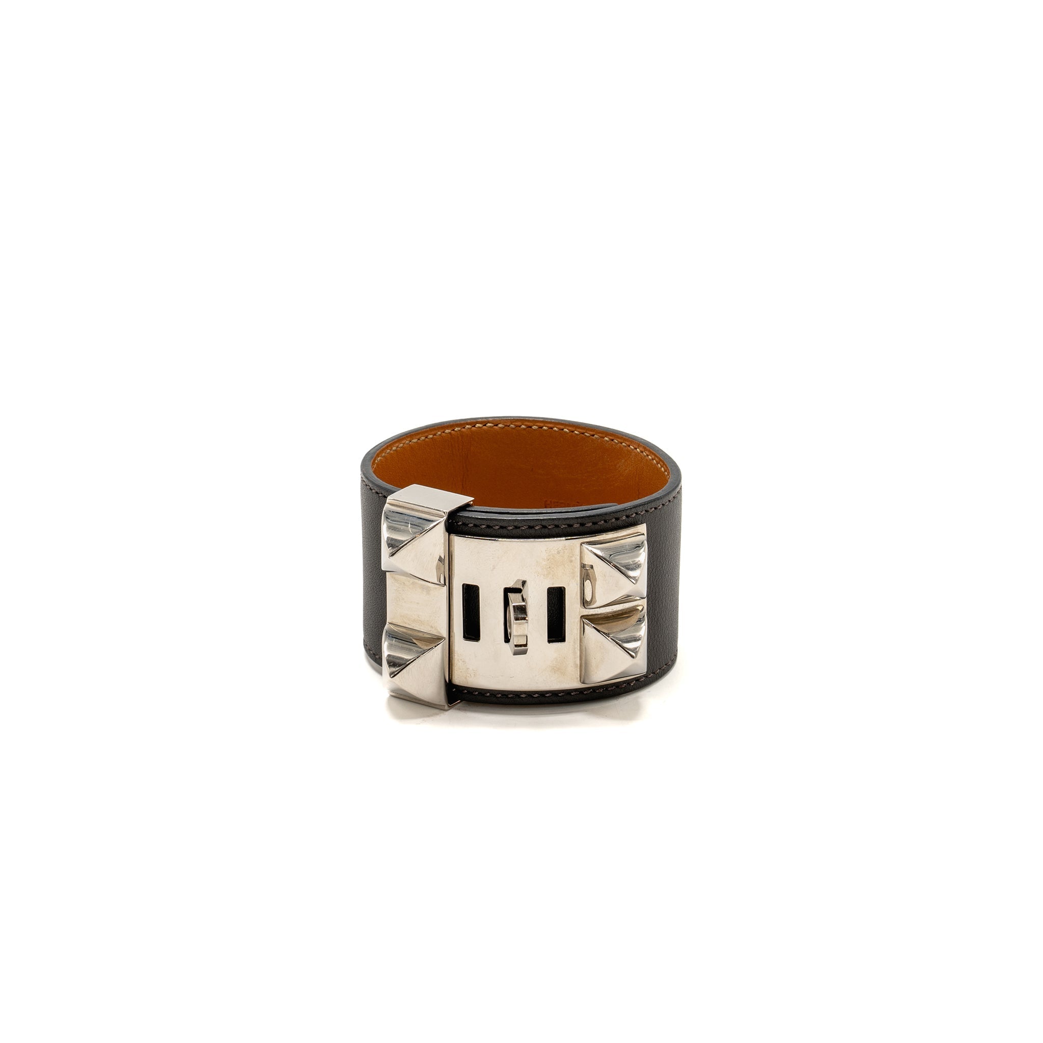 HERMES COLLIER DE CHIEN BRACELET SWIFT GREY SHW STAMP SQUARE R