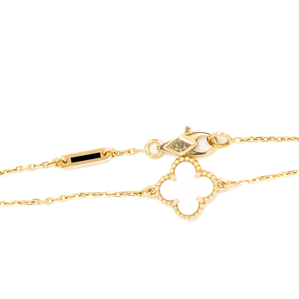 VAN CLEEF&PRPELS SWEET ALHAMBRA BRACELET MOTHER OF PEARL YELLOW GOLD WHITE