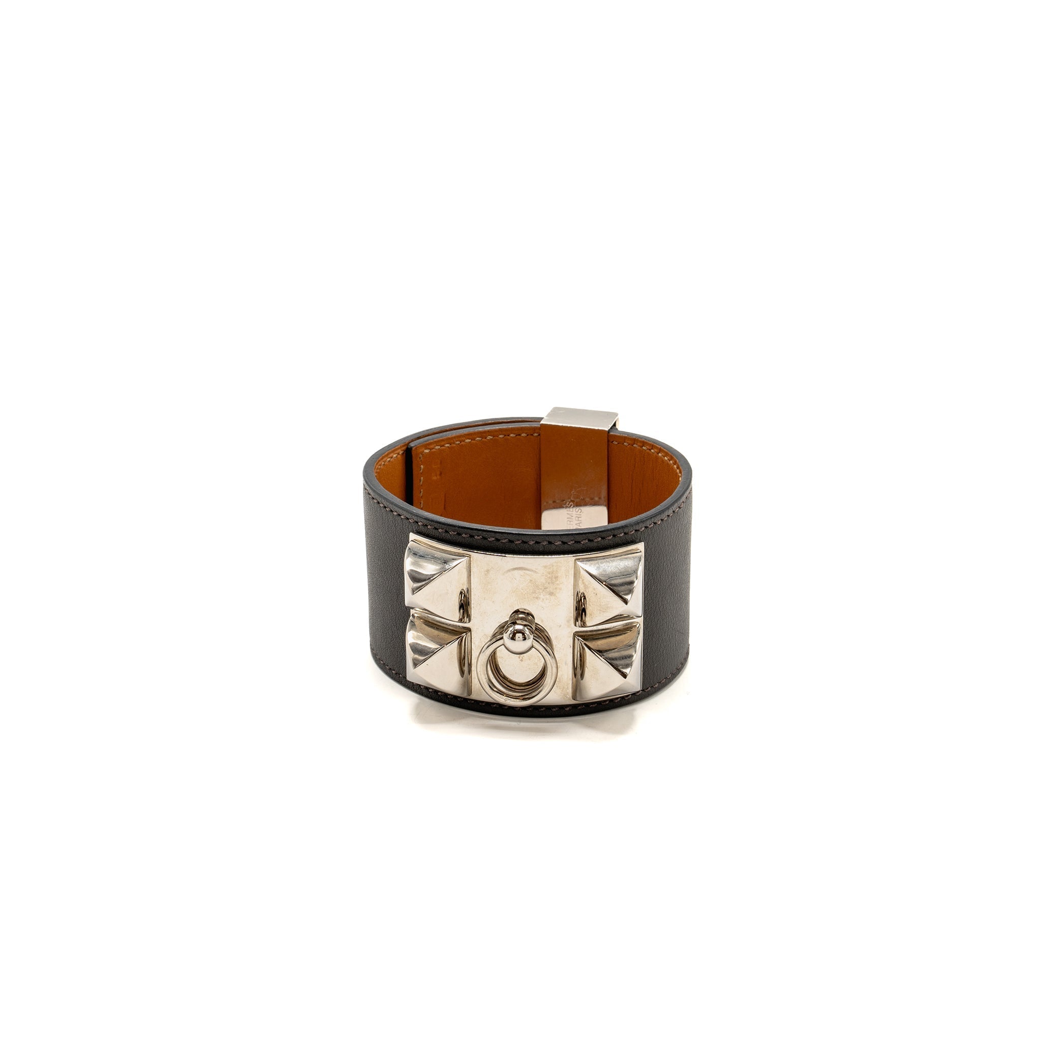 HERMES COLLIER DE CHIEN BRACELET SWIFT GREY SHW STAMP SQUARE R