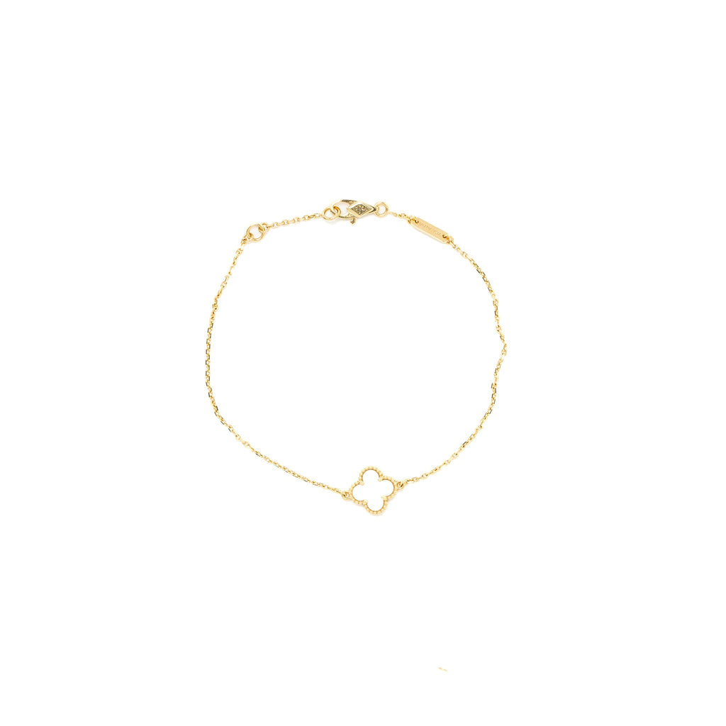 VAN CLEEF&PRPELS SWEET ALHAMBRA BRACELET MOTHER OF PEARL YELLOW GOLD WHITE