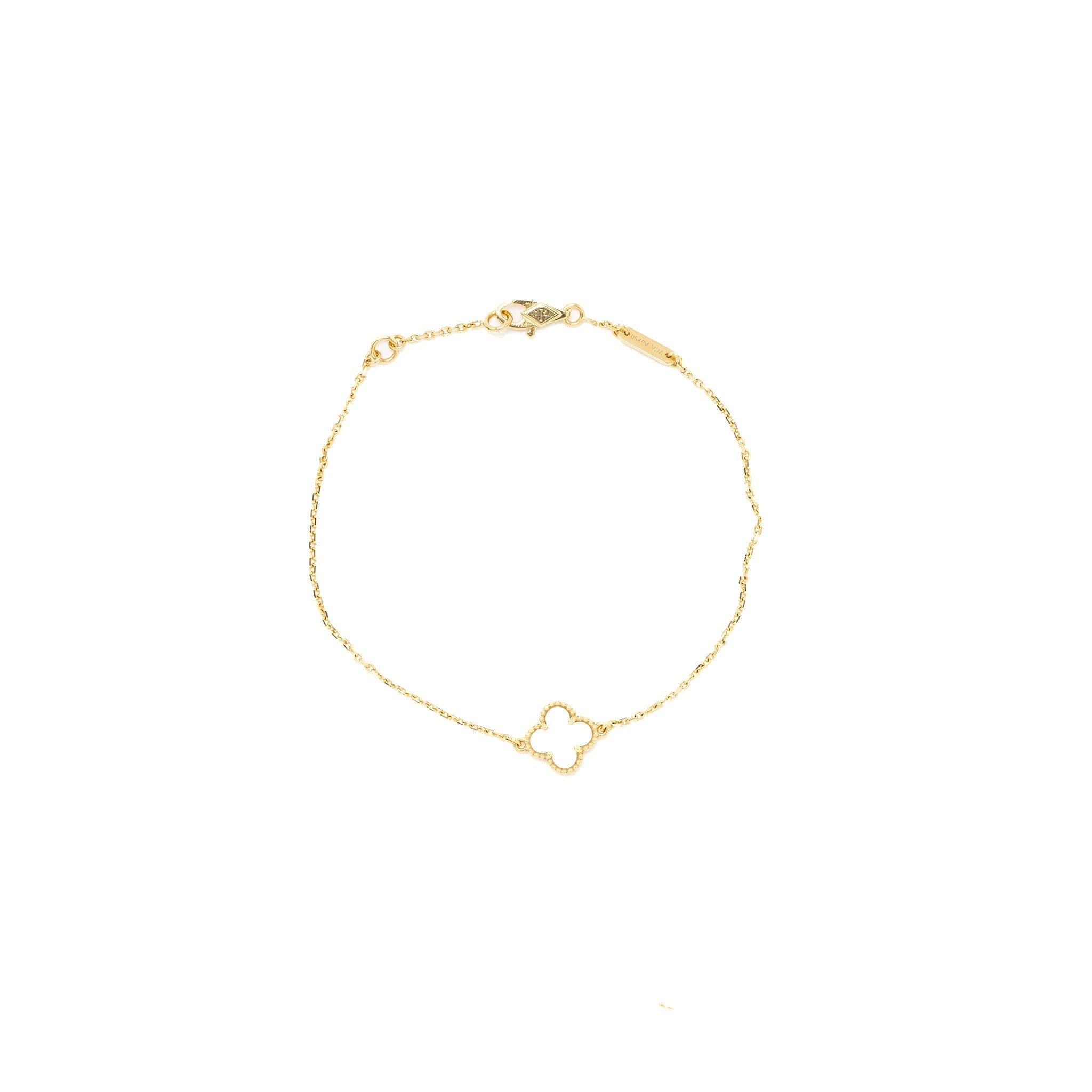 VAN CLEEF&PRPELS SWEET ALHAMBRA BRACELET MOTHER OF PEARL YELLOW GOLD WHITE