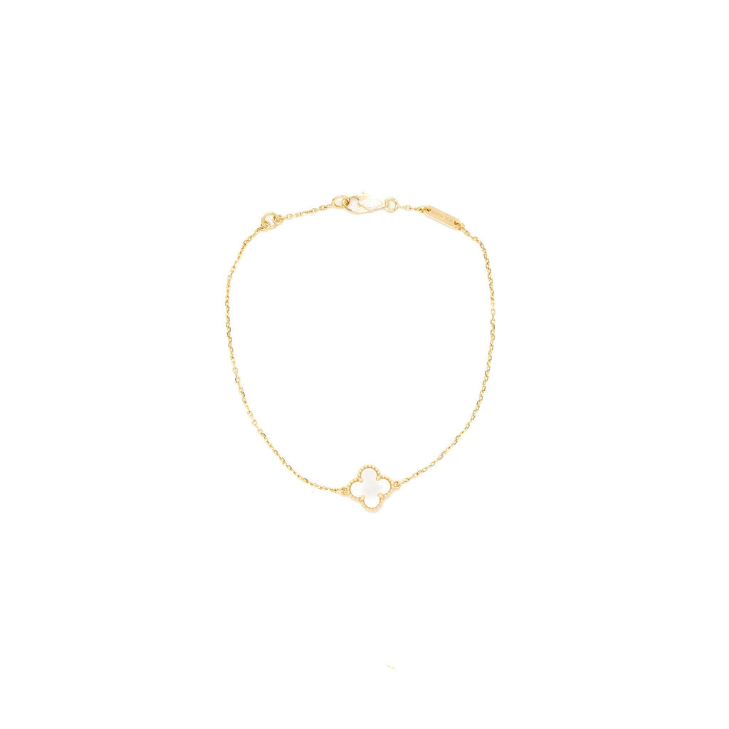 VAN CLEEF&PRPELS SWEET ALHAMBRA BRACELET MOTHER OF PEARL YELLOW GOLD WHITE