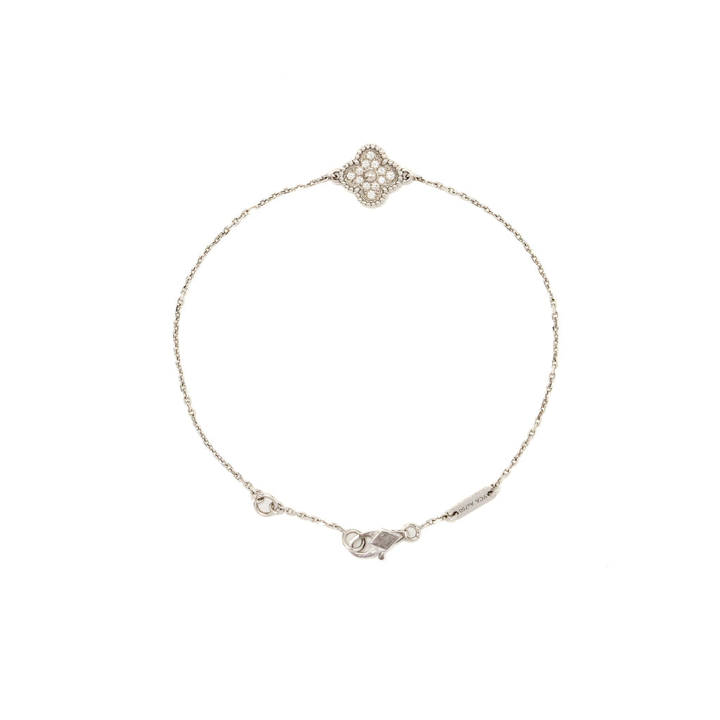 VAN CLEEF & ARPELS SWEET ALHAMBRA BRACELET 1 MOTIF WHITE GOLD, DIAMONDS
