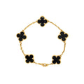 VAN CLEEF & ARPELS VINTAGE ALHAMBRA BRACELET 5 MOTIFS YELLOW GOLD, ONYX