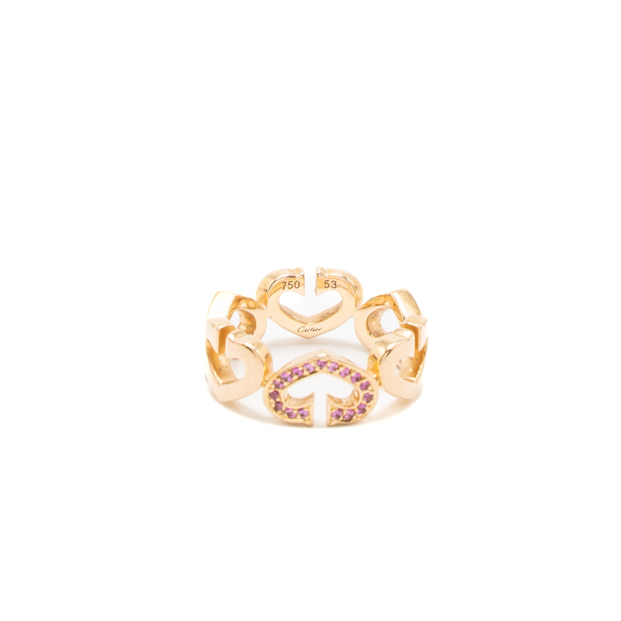 CARTIER C HEART RING ROSE GOLD PINK SAPPHIRE