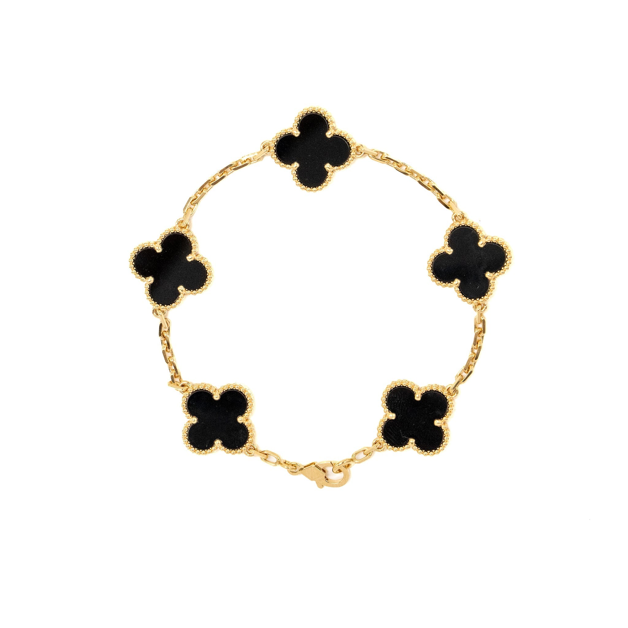 VAN CLEEF & ARPELS ALHAMBRA BRACELET 5 MOTIF ONYX YELLOW GOLD