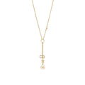 DIOR CD STAR AND PEARL DROP NECKLACE CRYSTAL GOLD TONE