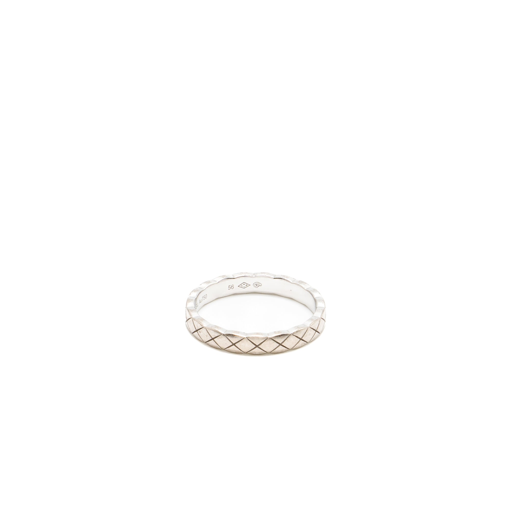CHANEL COCO CRUSH RING, MINI VERSION QUILTED MOTIF WHITE GOLD