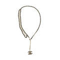 CHANEL CC LOGO DROPPED WAIST CHAIN BELT LEATHER CHAIN/PEARL LGHW