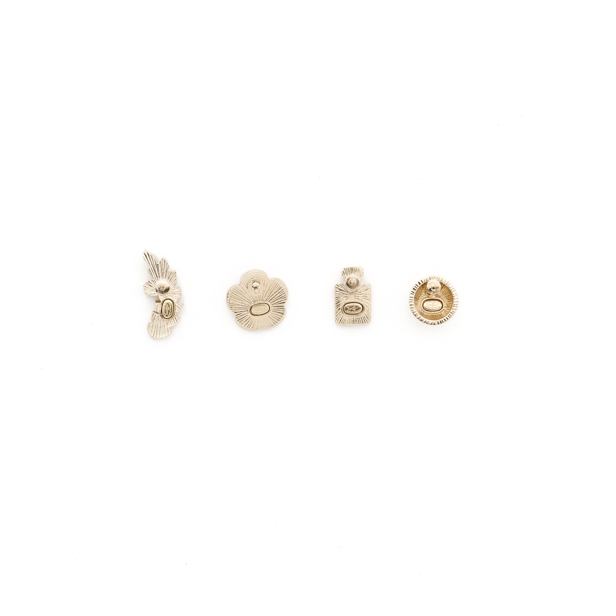 CHANEL 4 PINS BROOCH CRYSTAL/ PEARL LGHW