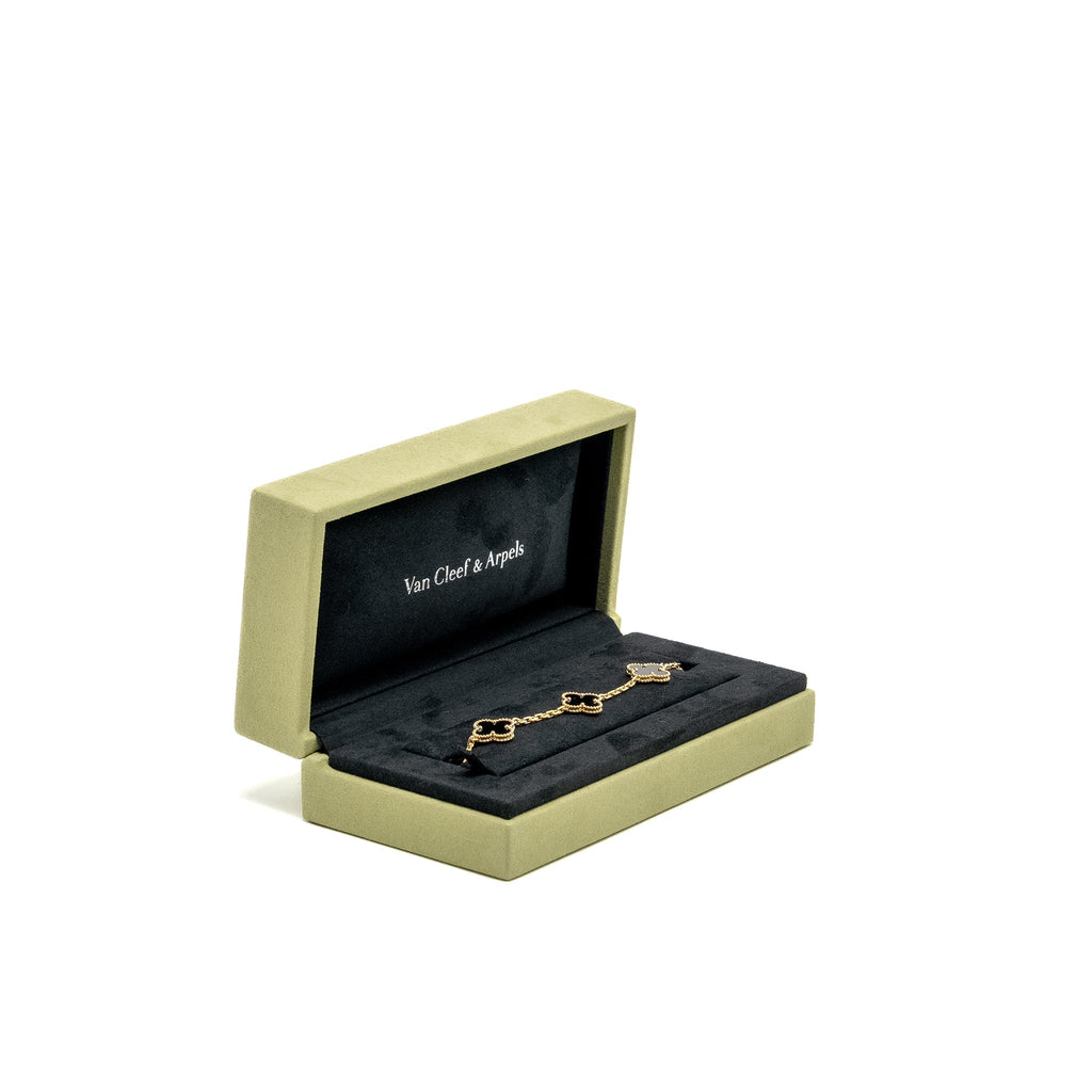 VAN CLEEF & ARPELS ALHAMBRA BRACELET 5 MOTIF ONYX YELLOW GOLD