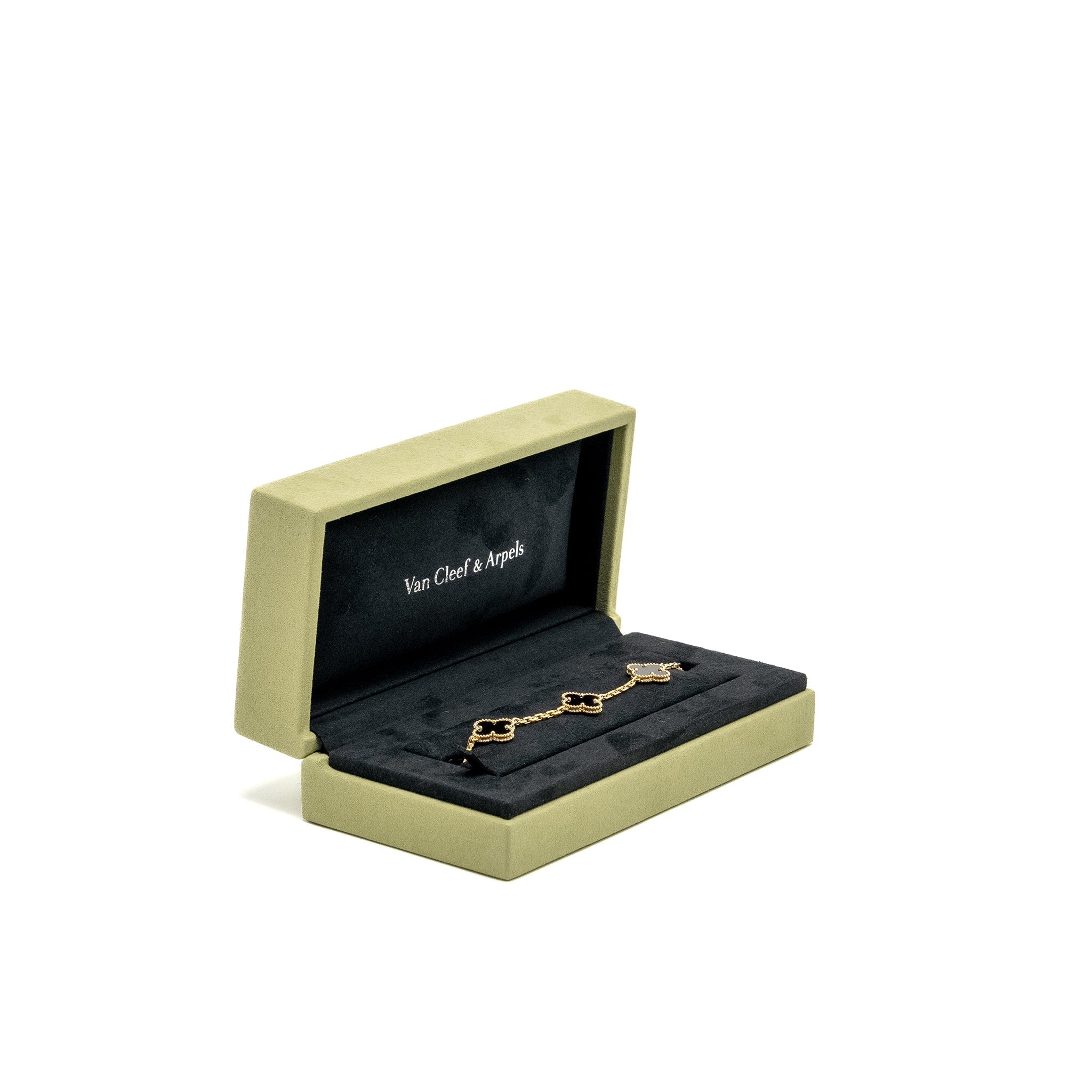 VAN CLEEF & ARPELS ALHAMBRA BRACELET 5 MOTIF ONYX YELLOW GOLD