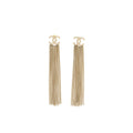 CHANEL CC LOGO TASSEL EARRINGS LIGHT GOLD TONE
