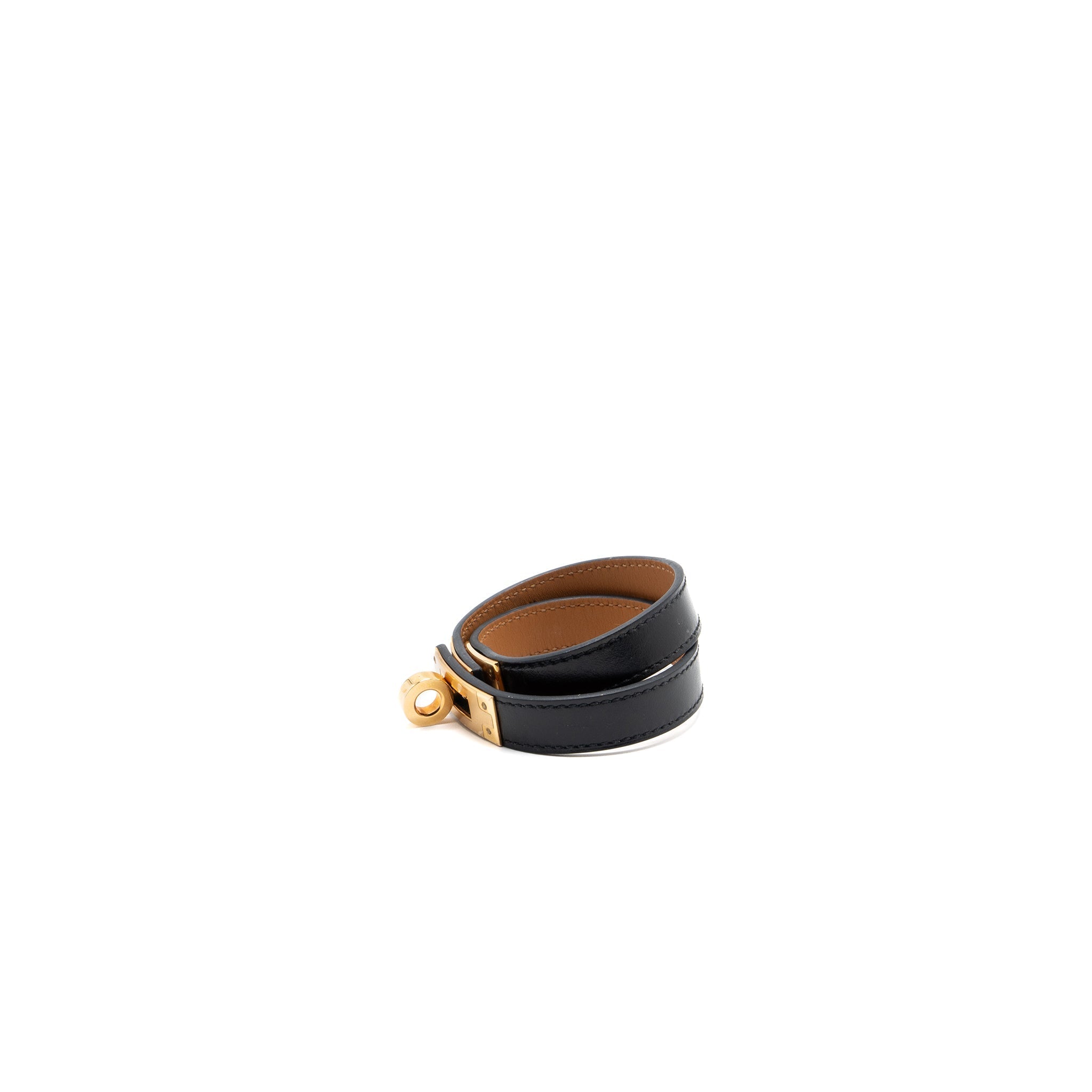 HERMES SIZE T3 KELLY DOUBLE TOUR BRACELET BLACK GHW