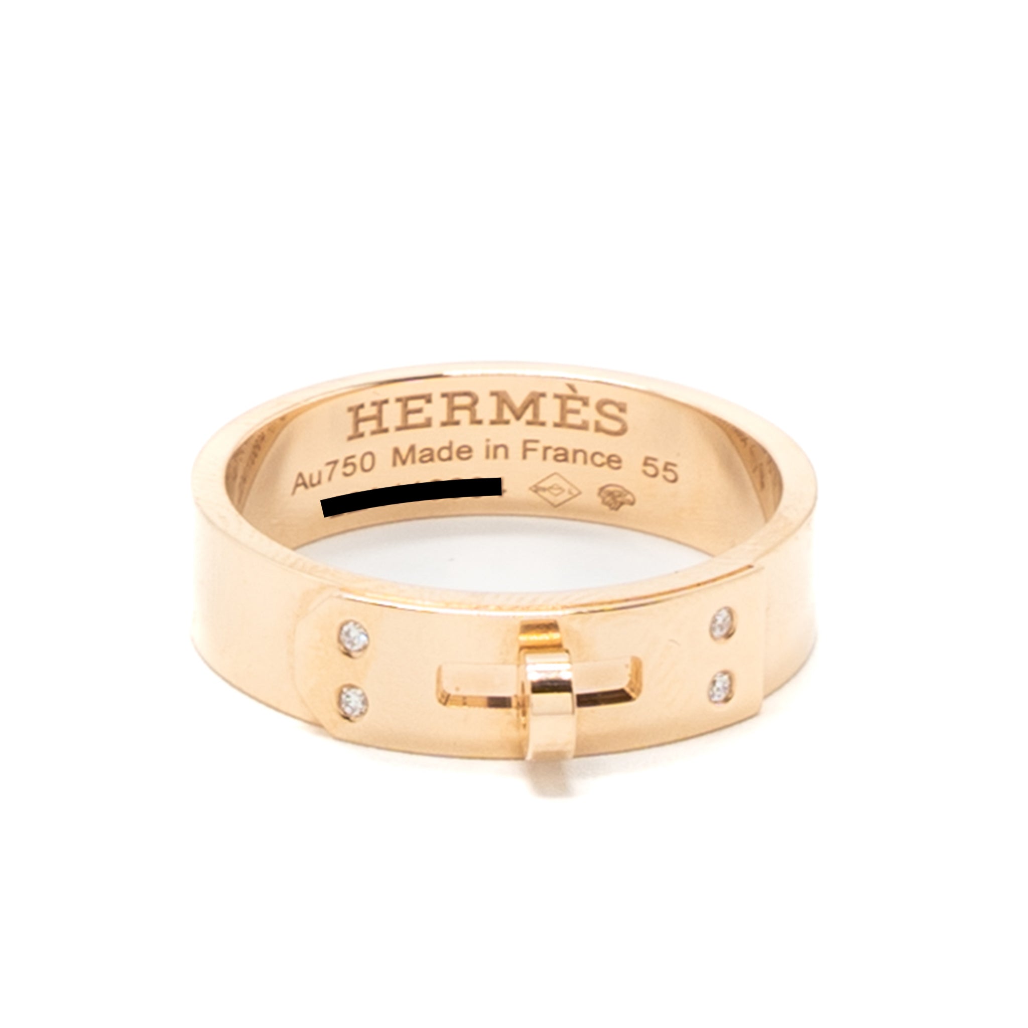 HERMES KELLY RING ROSE GOLD WITH 4 DIAMONDS
