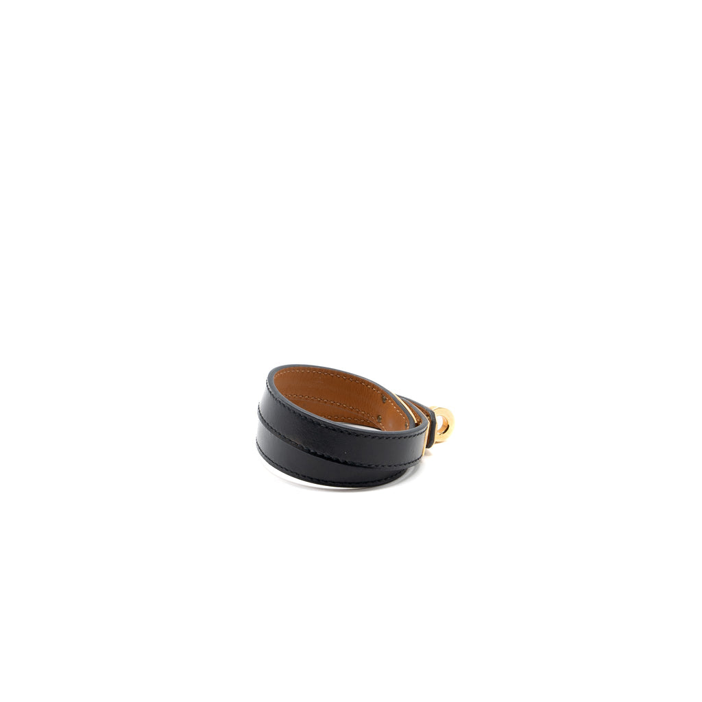 HERMES SIZE T3 KELLY DOUBLE TOUR BRACELET BLACK GHW