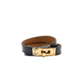 HERMES SIZE T3 KELLY DOUBLE TOUR BRACELET BLACK GHW