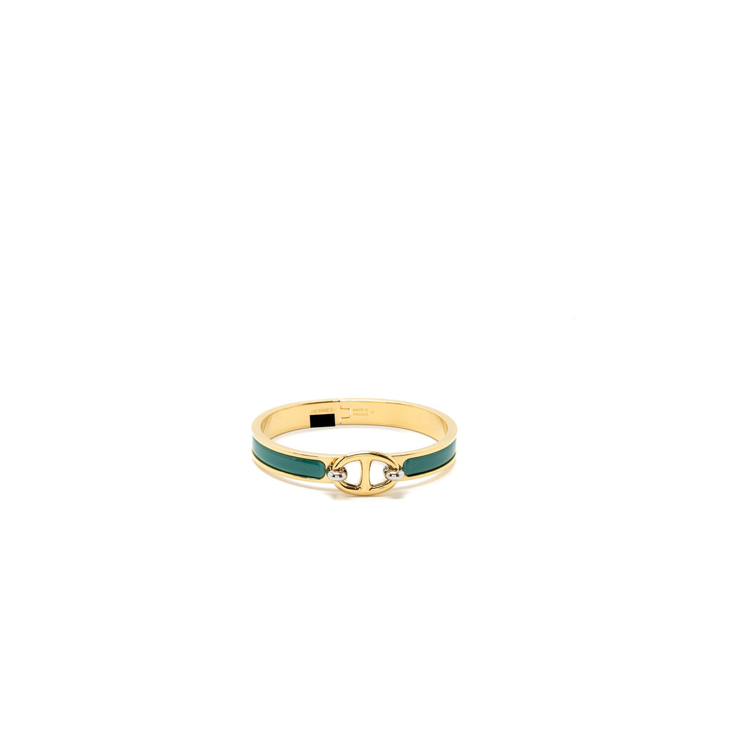 HERMES MINI CLIC CHAINE D'ANCRE BRACELET VERT BLUETU GHW