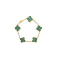 VAN CLEEF&ARPELS VINTAGE ALHAMBRA BRACELET, 5 MOTIFS 18K YELLOW GOLD MALACHITE