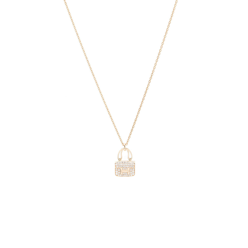 HERMES AMULETTES CONSTANCE PENDANT ROSE GOLD WITH DIAMONDS