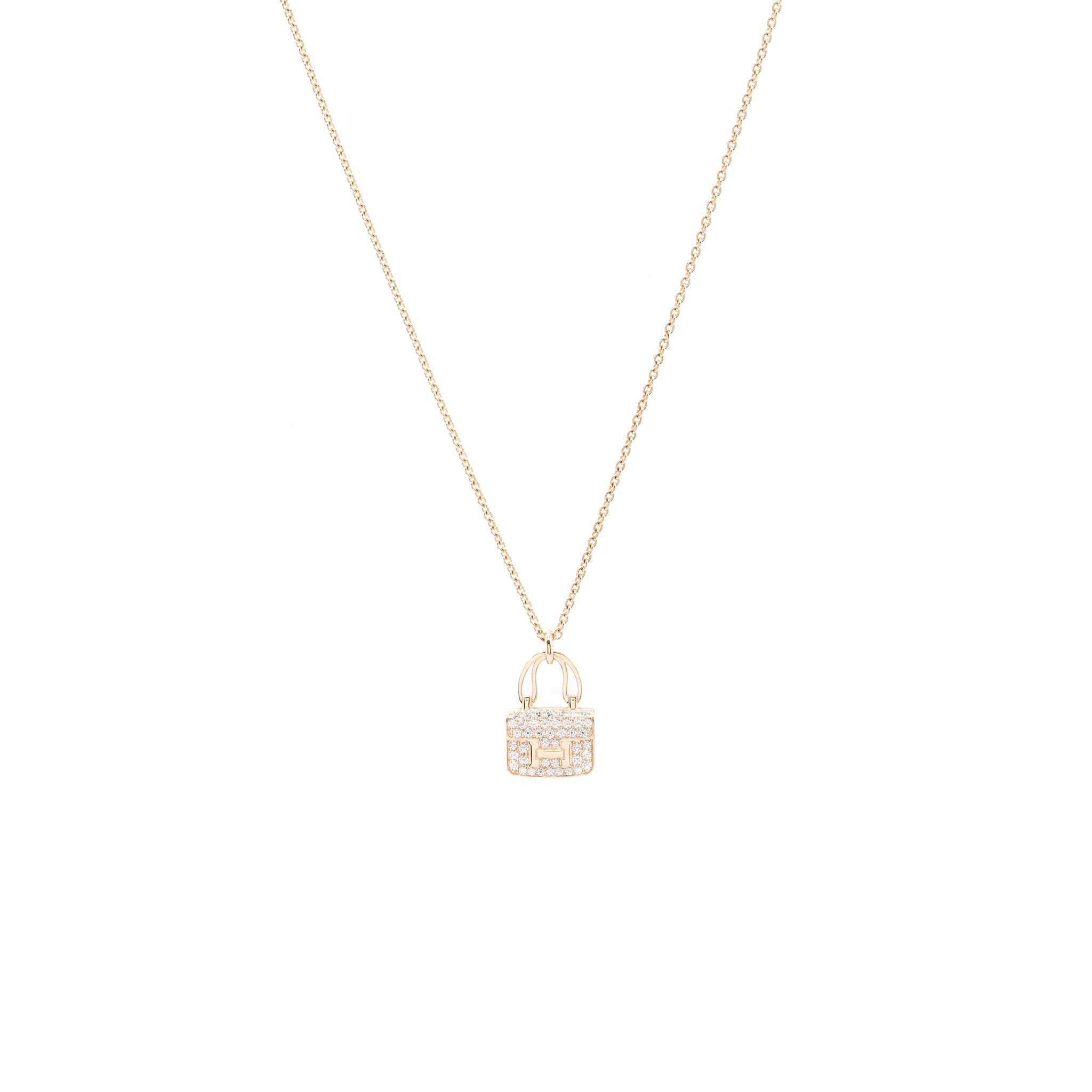 HERMES AMULETTES CONSTANCE PENDANT ROSE GOLD WITH DIAMONDS