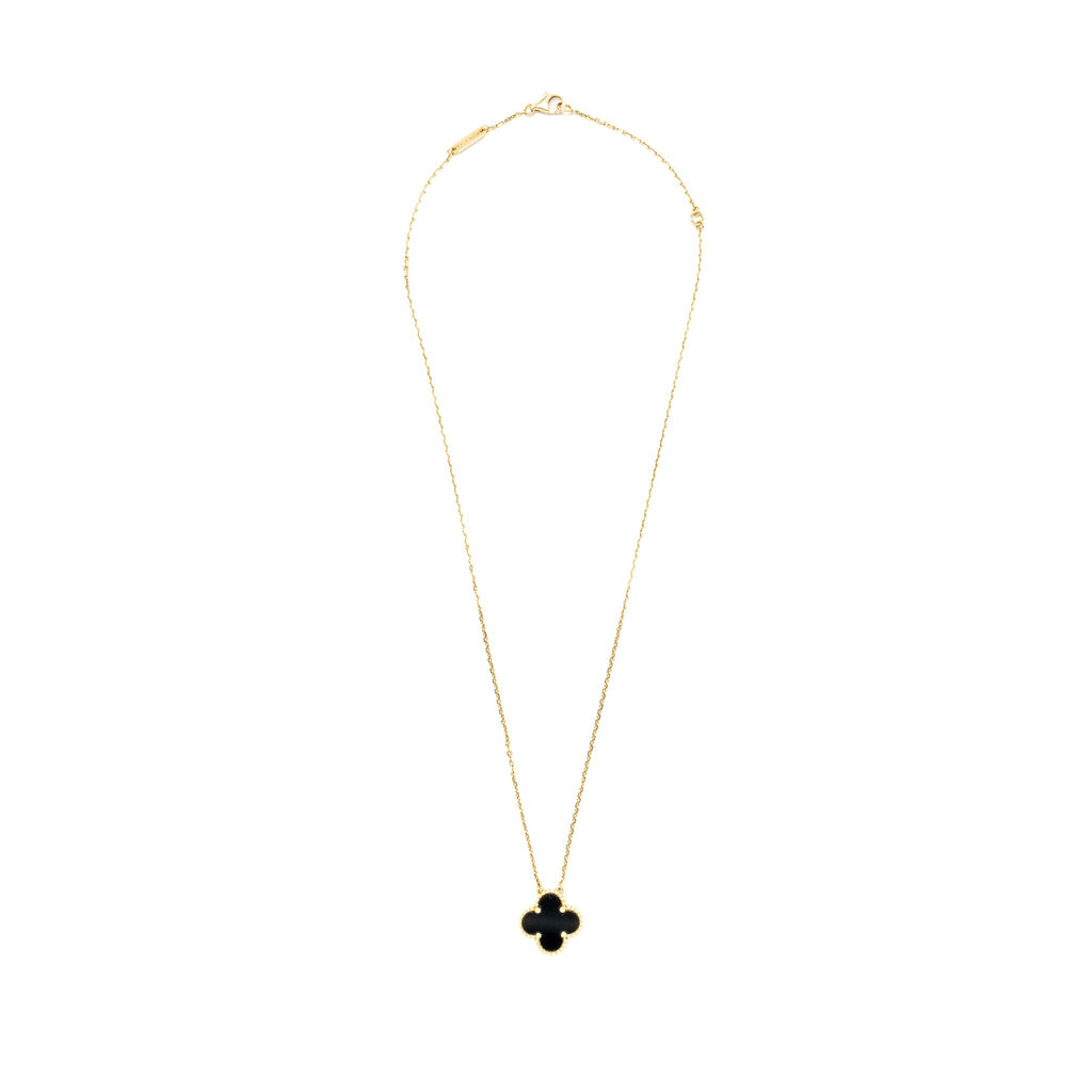 VAN CLEEF & ARPELS VINTAGE ALHAMBRA PENDANT ONYX YELLOW GOLD
