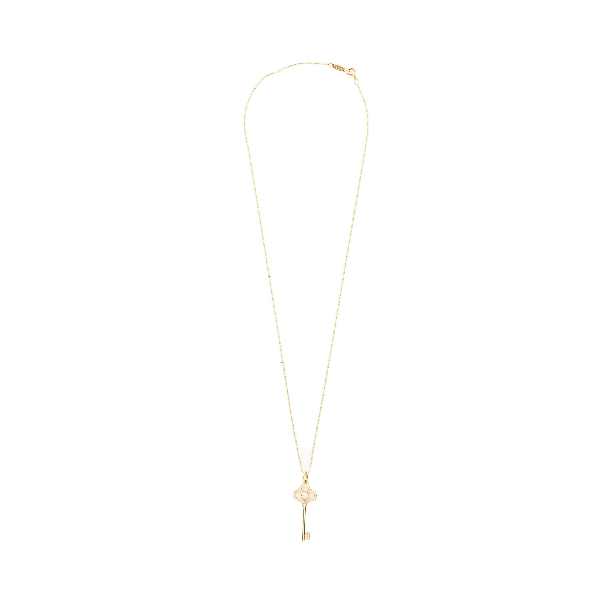 TIFFANY CROWN KEY PENDANT WITH 20 INCH CHAIN ROSE GOLD DIAMONDS