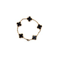 VAN CLEEF AND ARPELS VINTAGE ALHAMBRA BRACELET 5 MOTIFS 18K YELLOW GOLD, ONYX