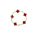 VAN CLEEF AND ARPELS VINTAGE ALHAMBRA BRACELET 5 MOTIFS 18K YELLOW GOLD, CARNELIAN