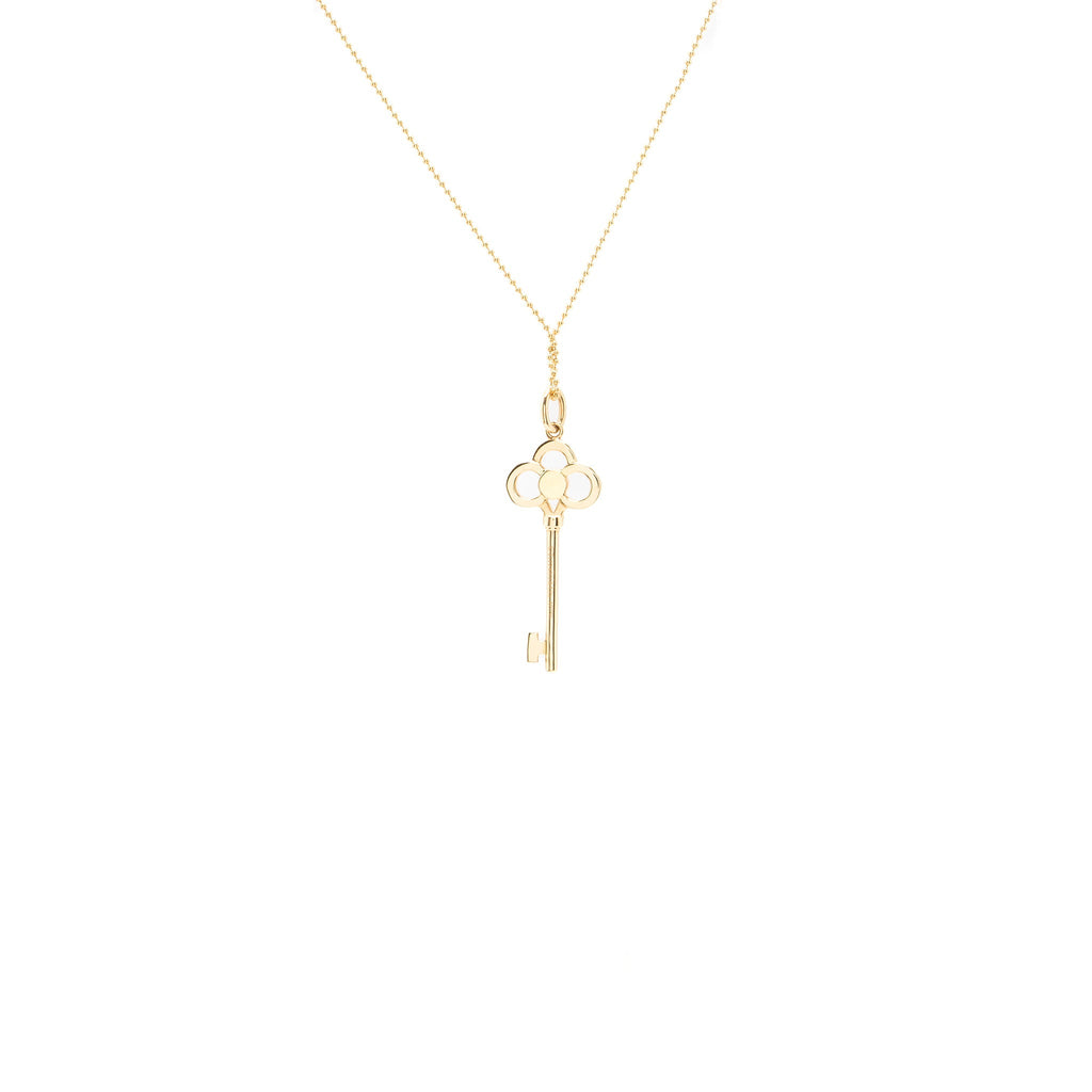 TIFFANY CROWN KEY PENDANT WITH 20 INCH CHAIN ROSE GOLD DIAMONDS