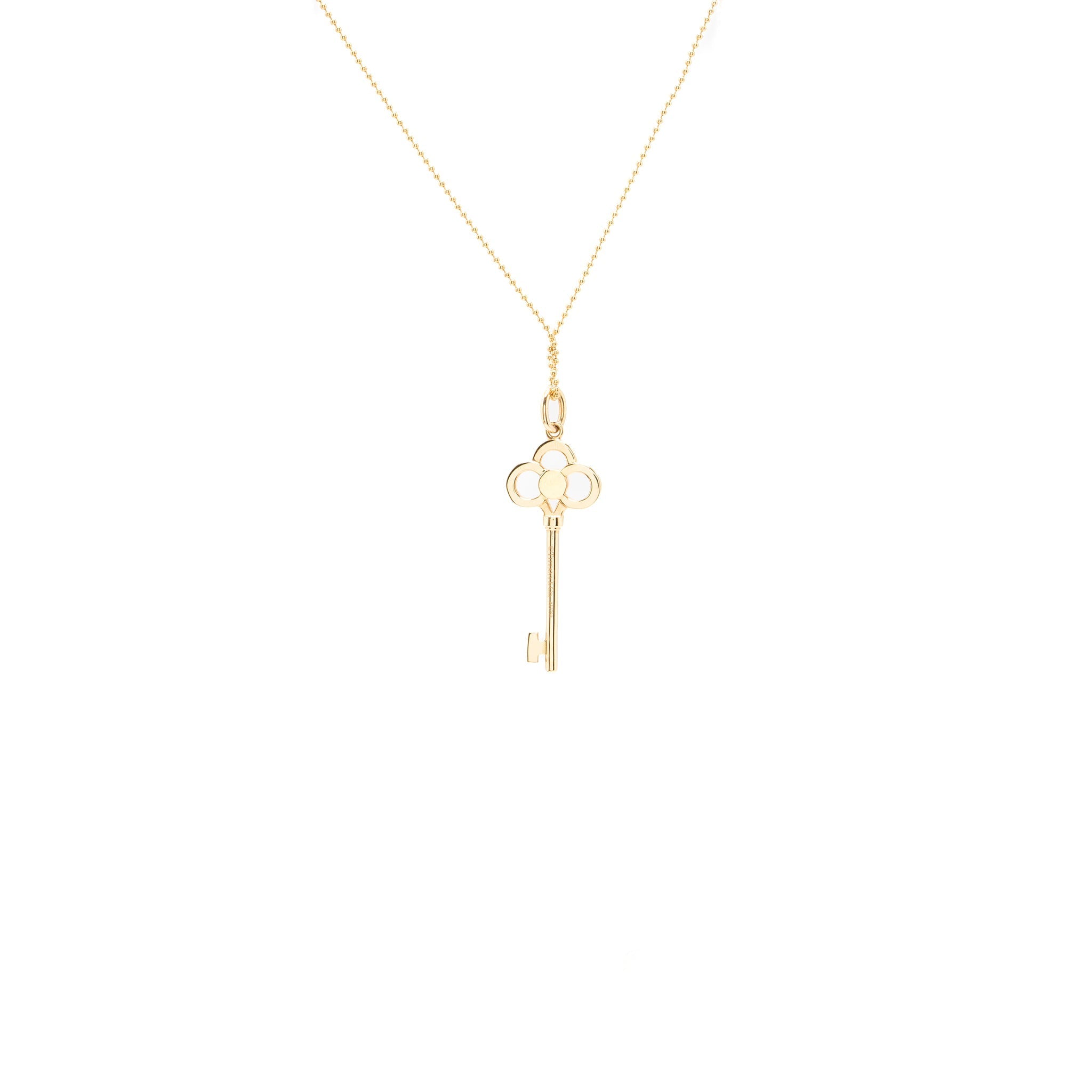 TIFFANY CROWN KEY PENDANT WITH 20 INCH CHAIN ROSE GOLD DIAMONDS