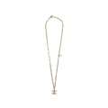 CHANEL SMALL CC LOGO AND PEARL NECKLACE LIGHT GOLD TONE