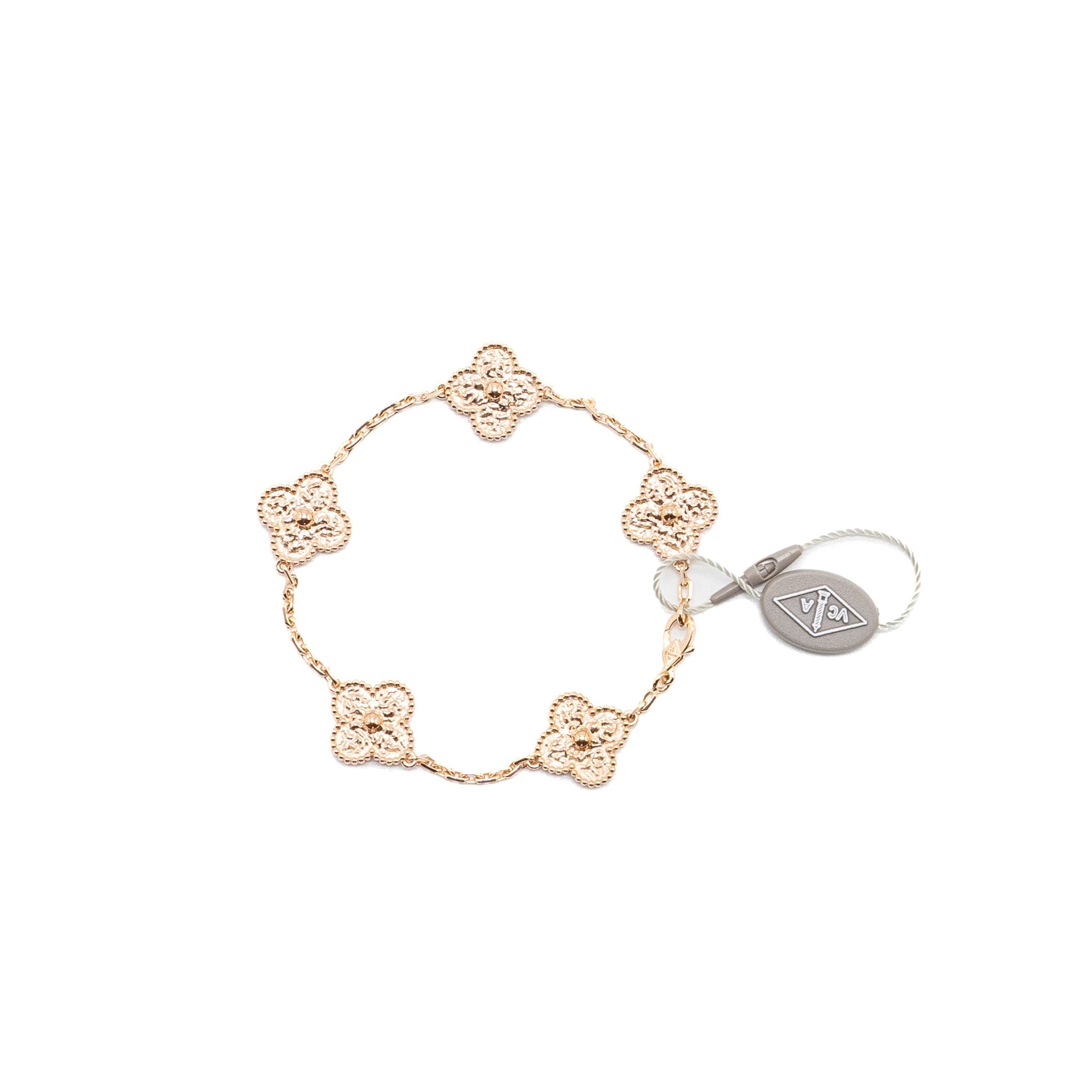 VAN CLEEF & ARPELS VINTAGE ALHAMBRA 5-MOTIF BRACELET ROSE GOLD