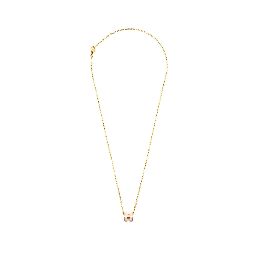 HERMES MINI POP H PENDANT ROSE DRAGEE GHW