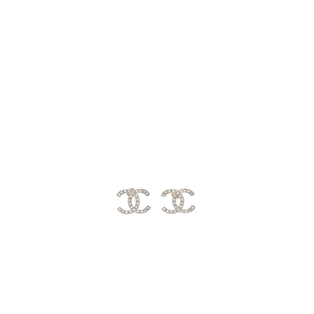 CHANEL 22C CC LOGO EARRINGS CRYSTAL SHW
