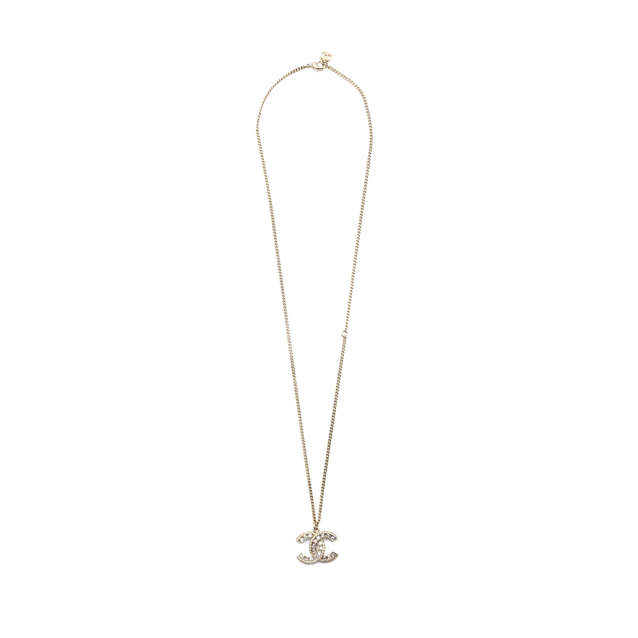 CHANEL CLASSIC CC LOGO PENDANT CRYSTAL LGHW