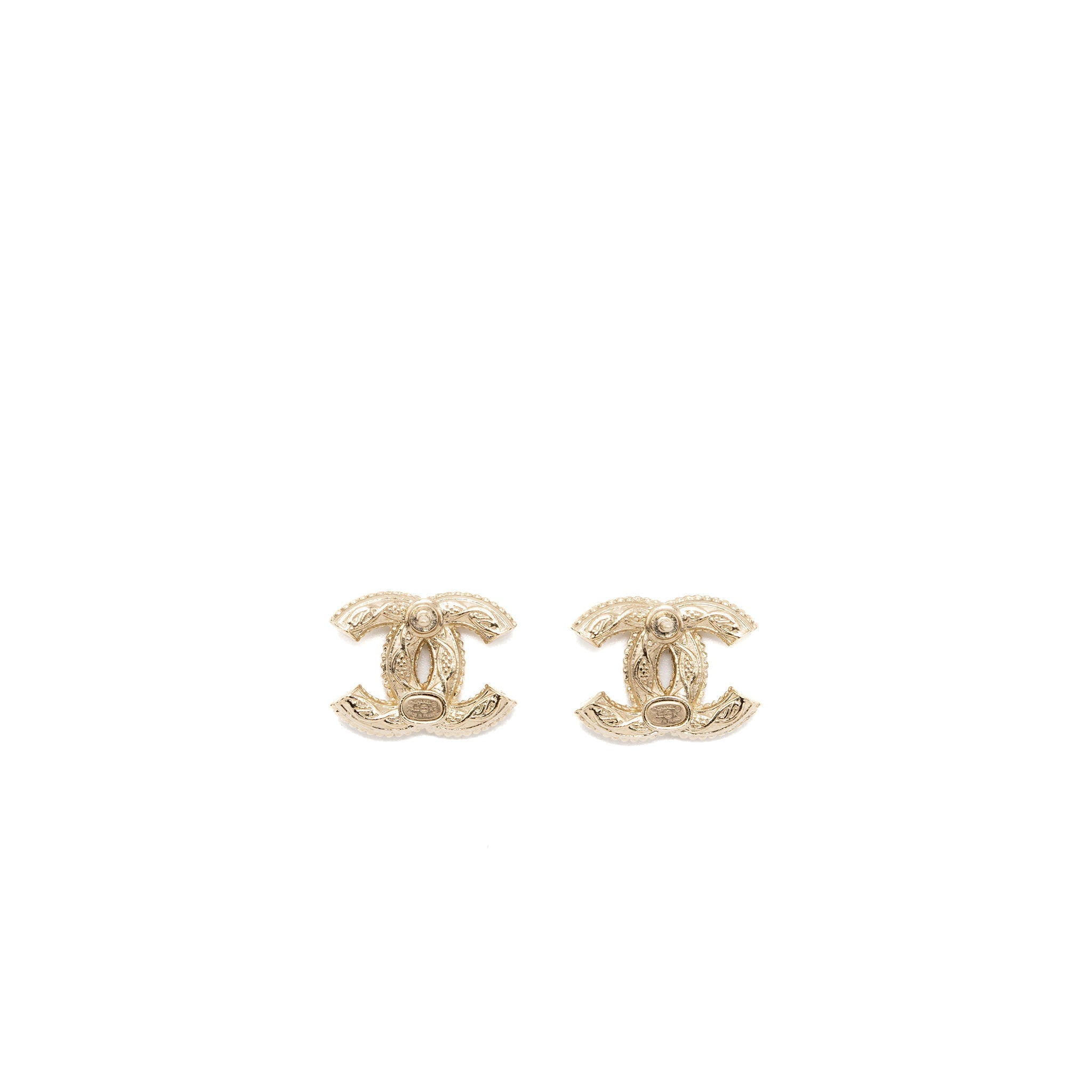 CHANEL CLASSIC CC LOGO EARRINGS CRYSTAL LGHW