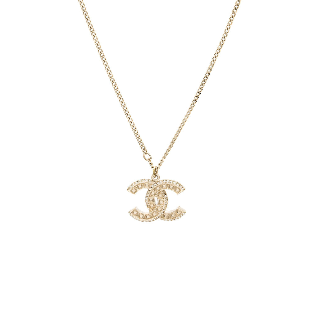 CHANEL CLASSIC CC LOGO PENDANT CRYSTAL LGHW
