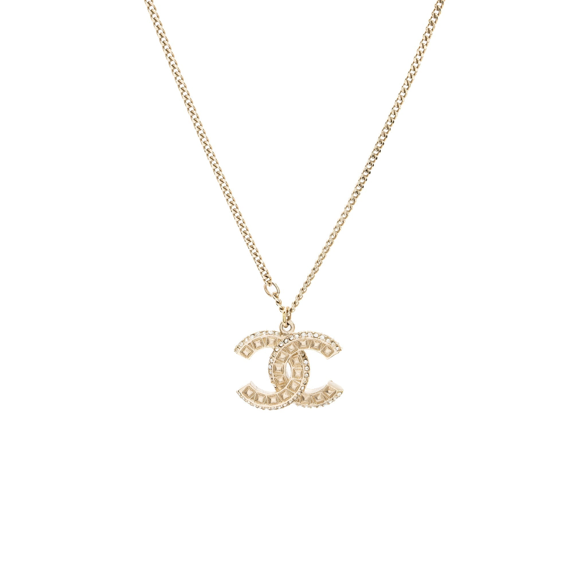 CHANEL CLASSIC CC LOGO PENDANT CRYSTAL LGHW