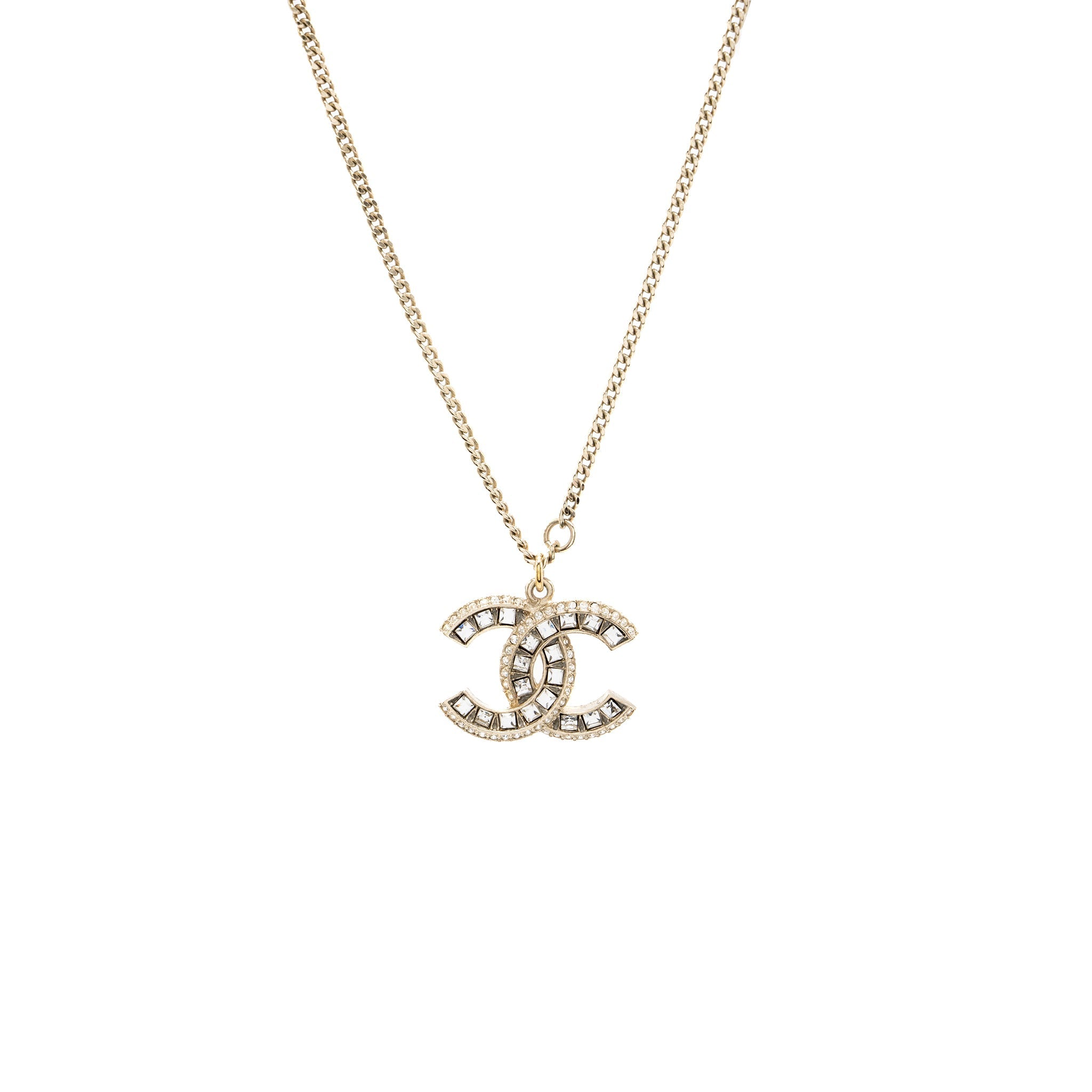 CHANEL CLASSIC CC LOGO PENDANT CRYSTAL LGHW