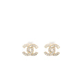 CHANEL CLASSIC CC LOGO EARRINGS CRYSTAL LGHW