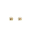 CHANEL COCO MARK QUILTED BUTTON EARRINGS LIGHT GOLD TONE