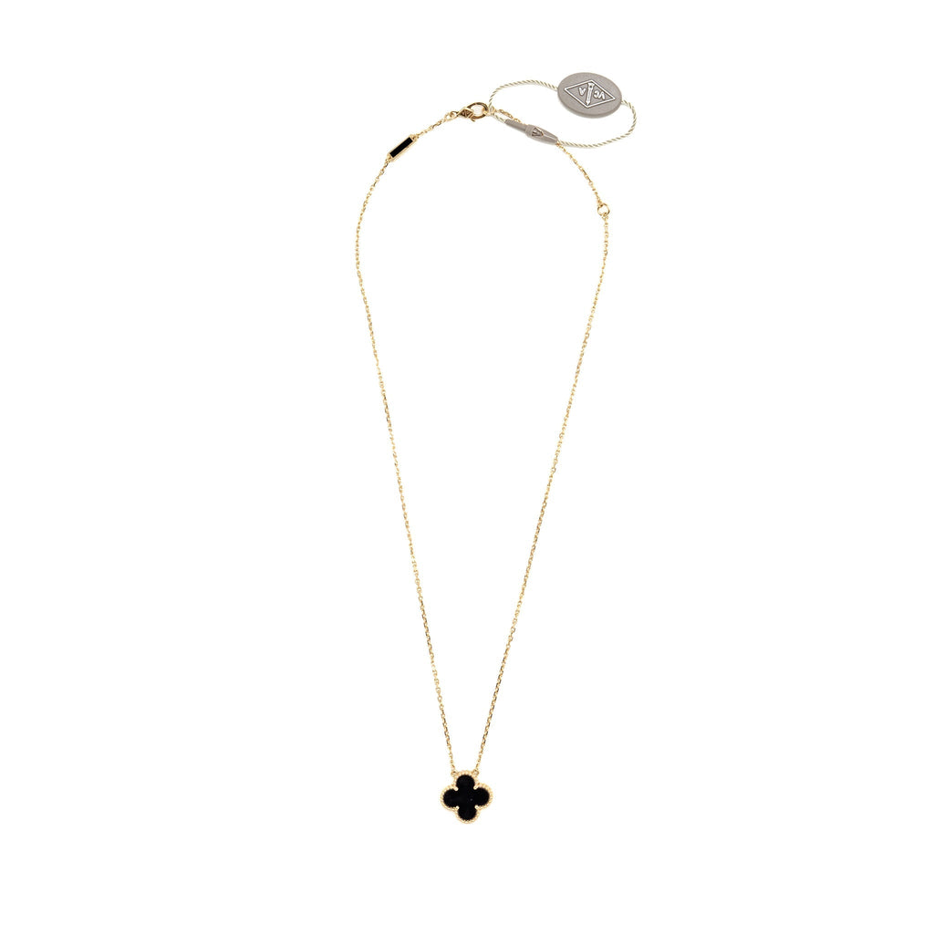 VAN CLEEF VINTAGE ALHAMBRA PENDANT 18K YELLOW GOLD , ONYX