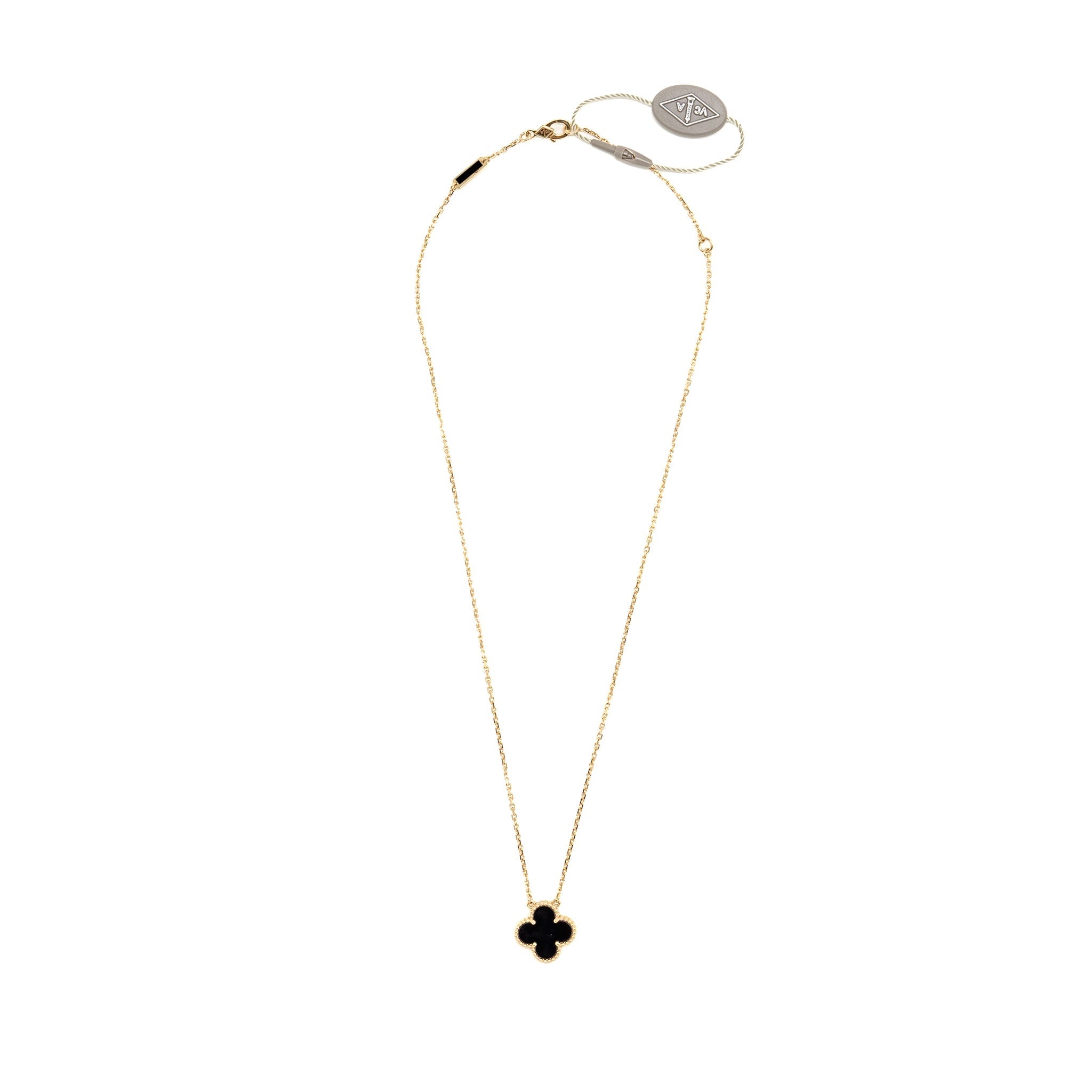 VAN CLEEF VINTAGE ALHAMBRA PENDANT 18K YELLOW GOLD , ONYX